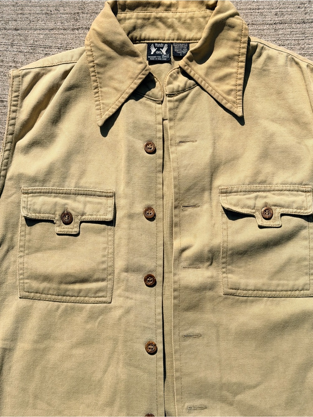 Vintage SEARS “hands off” tan vest size S made I. Hong Kong quality - Picture 3 of 16